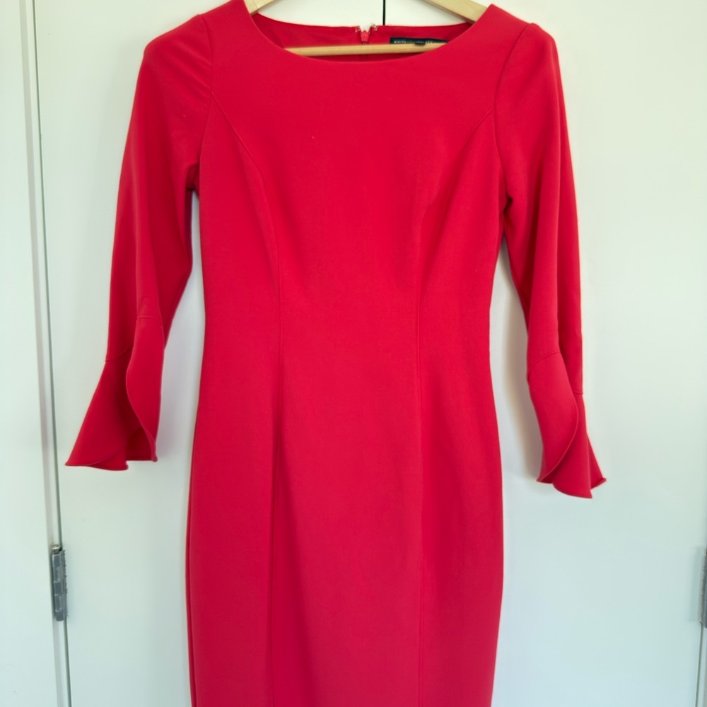 White House Black Market Vibrant Red Long Sleeve Dress
